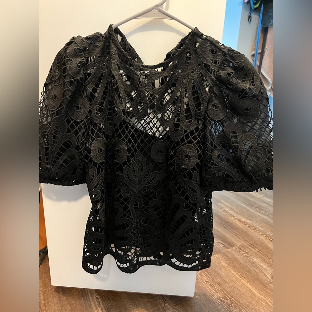 Express lace top with built in tank top